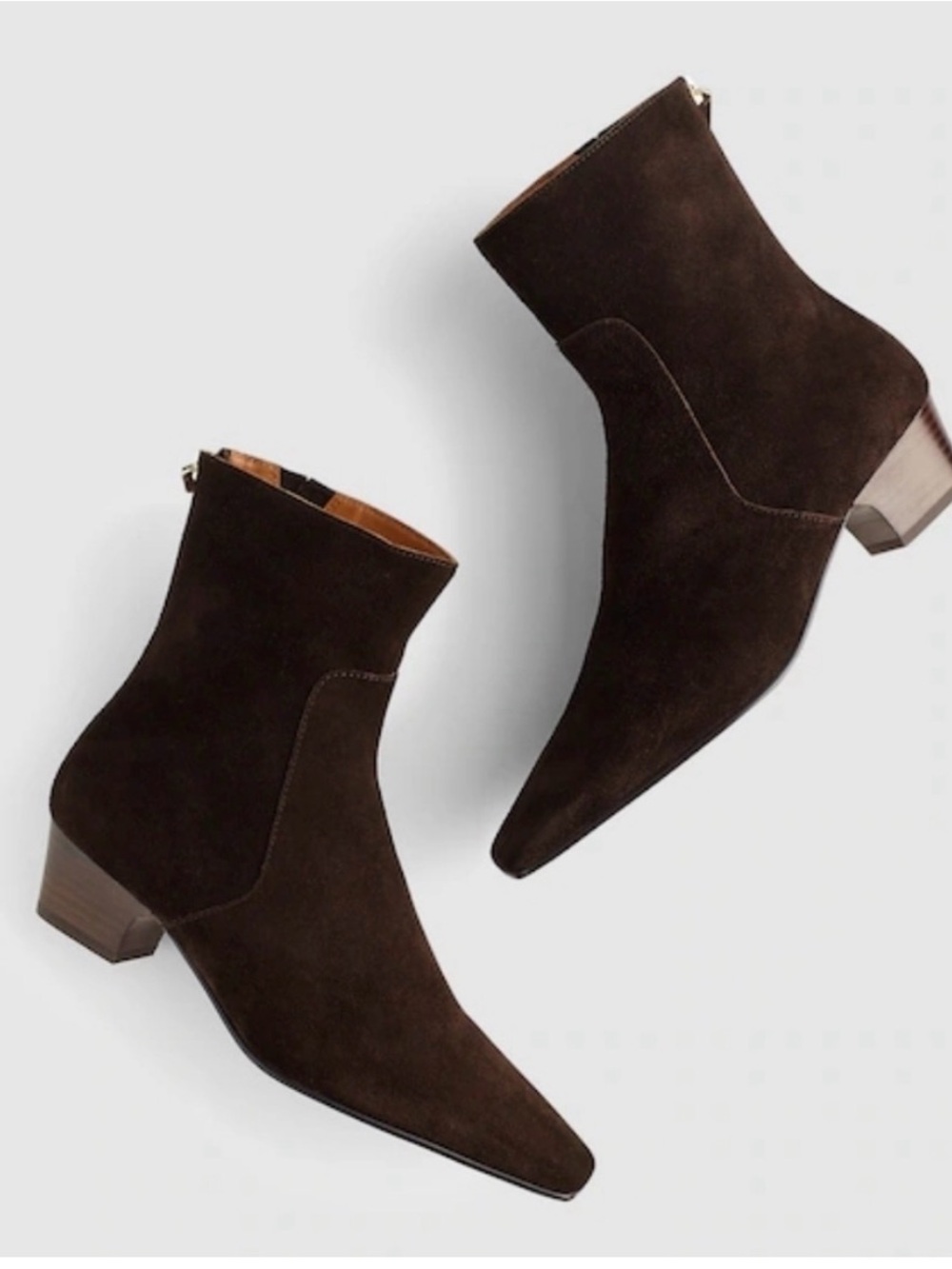 Madewell New Square Toe Brown Suede Ankle Boots